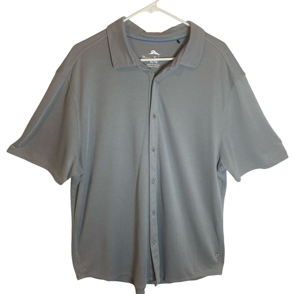 Tommy Bahama Shirt Men's Sz XL Gray Short Sleeve Button-down Minimalist Vacation